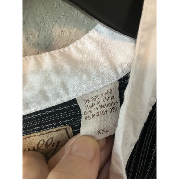 Scully Western Shirt Mens Size XXL Banded Collar Button Down Black And White - Picture 5 of 7